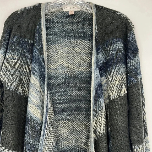 Knox Rose Waterfall Open Front Sweater Cardigan Southwest Boho Size L - Picture 3 of 10